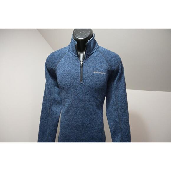 Eddie Bauer Camp Sweater 1/4 Zip Fleece Pullover Marled Blue Mens Size Medium - Picture 4 of 8